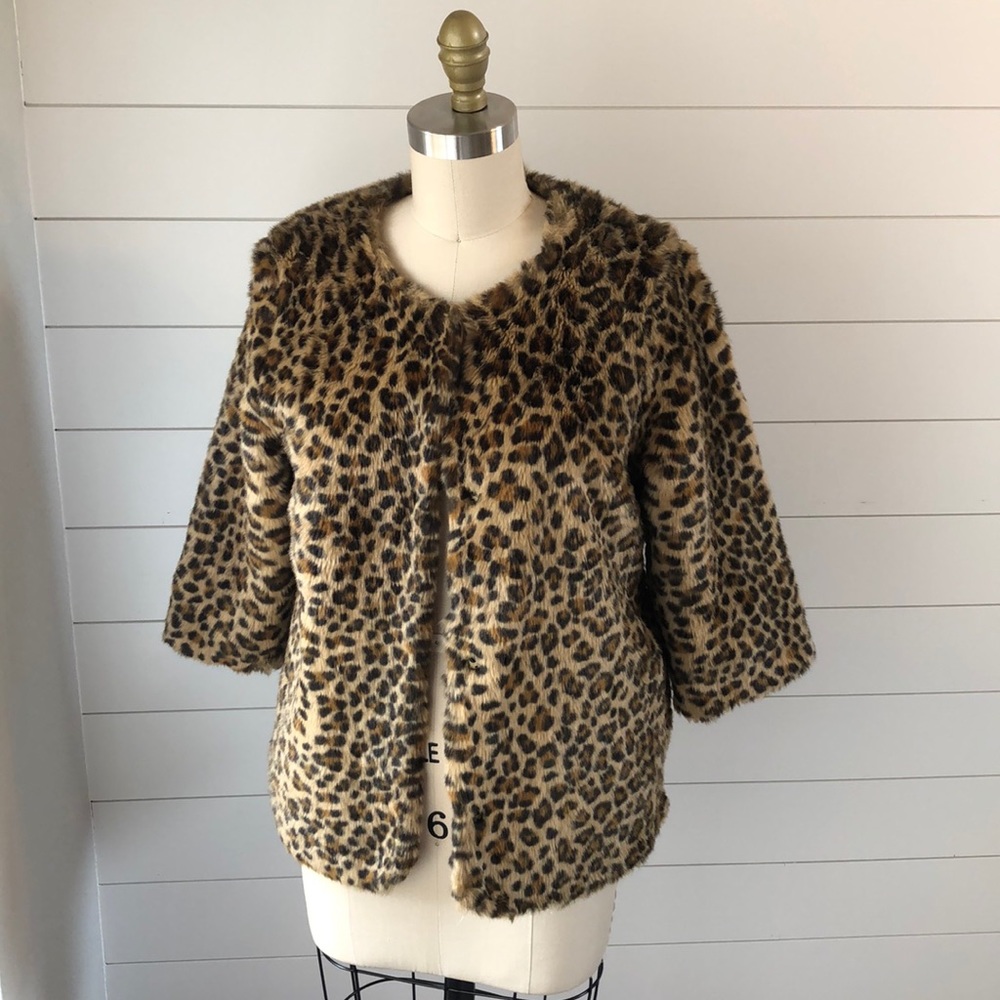 H&M faux fur leopard jacket